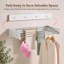 Wall Mounted Drying Rack Stainless Steel 31.5", Foldable Clothes Drying Rack with 4 Hooks & 5 Rods, Heavy Duty Outdoor Indoor Clothes Drying Rack for Apartment Bathroom Balcony Laundry Room