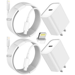 iPhone Fast Charger,Extra Long iPhone Charger Fast Charging 10Foot 2Pack i Phone Chargers 10FT USB C to Lightning Cable Cord Adapter for iPhone 14 Pro Max/14 Plus/13 Mini/13/12/11/X/XR/SE/iPad/AirPods