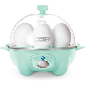 DASH Rapid Egg Cooker: 6 Egg Capacity Electric Egg Cooker for Hard Boiled Eggs, Poached Eggs, Scrambled Eggs, or Omelets with Auto Shut Off Feature - Aqua, 5.5 Inch (DEC005AQ) (6 Eggs)