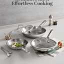 Stainless Steel Pan with Lid,12 Inch Stainless Steel Frying Pan,Tri-Ply Stainless Steel Skillet,Steel Pan for Cooking,PFOA&PTFE Free,Dishwasher and Oven Safe,Induction&All Stove Compatible