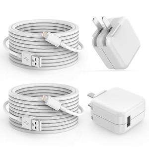 iPad Charger, 2Pack [Apple MFi Certified] 10FT Long USB A to Lightning Cord Cable with USB Wall Charger Travel Plug Foldable Portable Adapter Compatible with iPad, iPadAir, iPadMini, iPadPro, iPhone