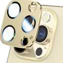 7 x [2 Pack] for iPhone 14 Pro/Pro Max Camera Lens Protector, Military Grade 9H Tempered Glass, Premium Metal FLAT Covering Design, Anti-Fingerprint Technology, Ultra HD Photography, Gold