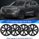 Hubcaps for Honda CRV 2023 2024; 17 inch Wheel Covers; Set of 4 Pcs (Glossy Black)