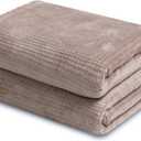 Fleece Twin Blanket for Couch and Bed, 60x80 Inches Soft Cozy 3D Decorative Jacquard Flannel Blankets, Lightweight Fuzzy Warm Throws for Sofa, All Seasons,Light Taupe - Waffle