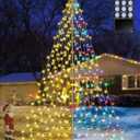 Flacchi Christmas Outdoor Star String Lights - Pole Set with Remote, Multiple Lighting Modes, Timer, and Waterproof Feature (Warm White&Multicolor, 16FT/664LED)