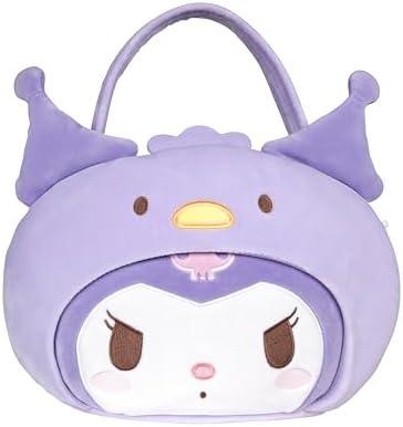 Jazwares Costume Play Hello Kitty and Friends Official Kuromi Heart Pail Accessory - 12-Inch Embroidered Treat Pail with Character Design and Carry Handle. Pack of 2