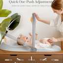 Wipe-Clean Baby Changing Pad, Waterproof Durable PU Pad, Soft & Non-Slip Safety Belt & Hanging Toys, Easy to Adjust & Removable Bar, Gray