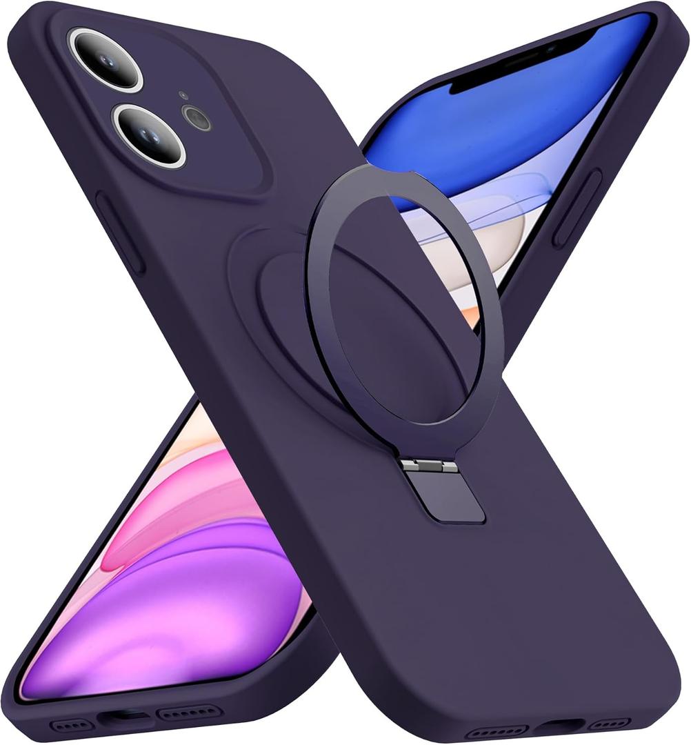 Designed for iPhone 11 Case with Magnetic Invisible Stand Compatible with MagSafe Military-Grade Protection Shockproof Silicone iPhone 11 Phone Cases for Women Men 6.1'' 2019,Purple, Mother Gift