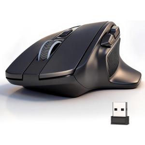 XUANGUI Wireless Ergonomic Mouse Comfortable Bluetooth Cordless Mice, Max 4800 DPI Ergo Witeless Mose with Side Buttons and USB Dongle, Battery Powered, Blue Tooth / 2.4G for Computer Laptop Macbook