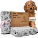 Washable Reusable Puppy Pads for Dogs - Soft, Leakproof & Super Absorbent Dog Pee Pads - Non-Slip Waterproof Potty Training Pads for Crate, Floor, Sofa, Playpen & Whelping Box - 2 Pack