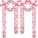 12 Pcs Tropical Flower Banner Hawaiian Garland Luau Flower Leis Garland Bulk Hawaii Party Decor Tropical Garland for Hawaii Summer Luau Tropical Decor(Hot Pink)