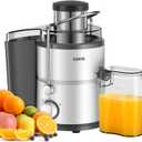 GDOR 800W Juicer Machine, 3 Wide Feed Chute, Dual-Speed Centrifugal Juicer for Fruits & Vegetables, Anti-Drip Function, BPA-Free, Easy to Clean with Brush, White