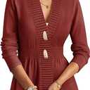 COCCKO Cardigan Sweaters for Women Casual Open Front Sweater 2025 Button Down Lightweight Knitted Coat Tops,  Size M