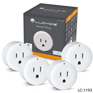 Lloyd's WiFi Smart Plug, Compatible with Alexa and Google Home, Set Timers and Schedules from App, No Hub Required, for 2.4 GHz Networks (4-Pack)