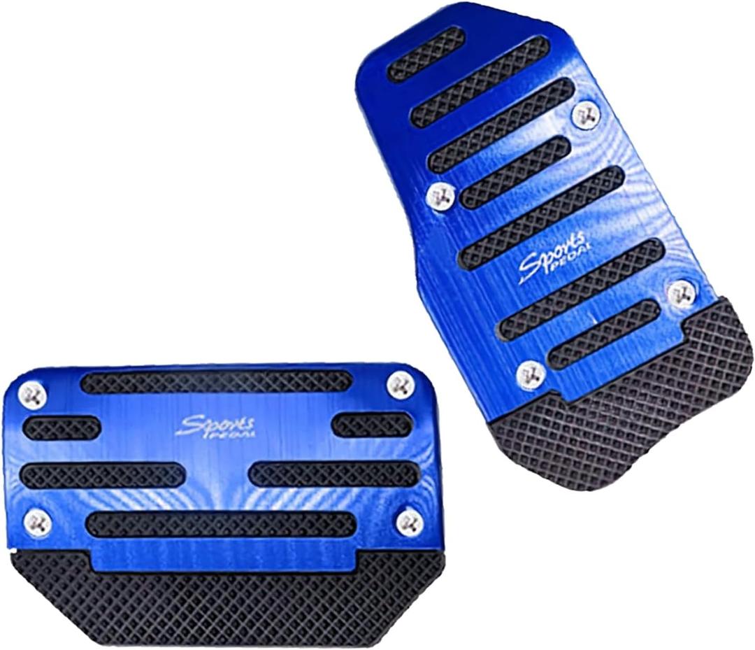Car Pedal Set, Brake Accelerator Anti-skid Rubber Strip Automatic Transmission Pedal Cover, Alloy Anti-rust Sports Decorative Modification Accessories, for Most Cars Trucks SUVs (Red)