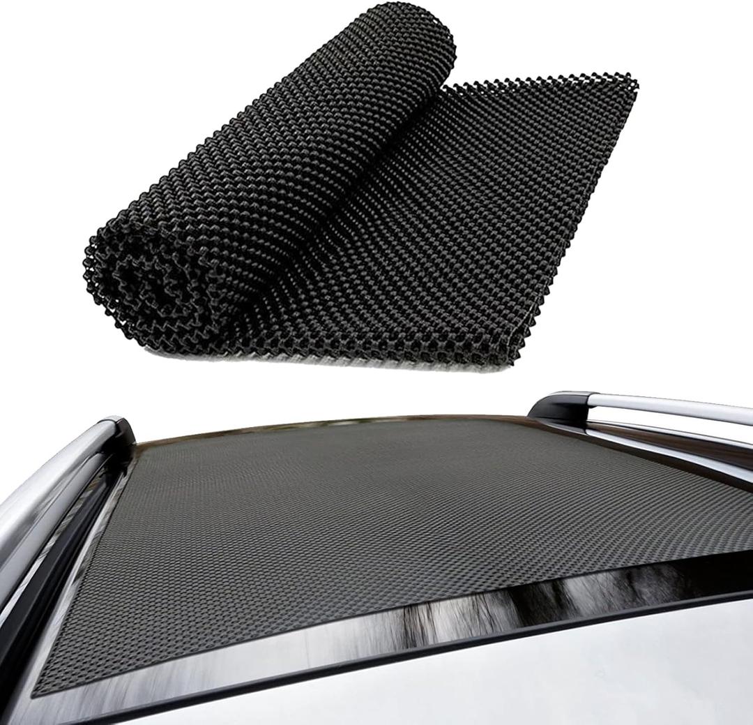 1 PCS Car Roof Non-Slip Rug Pad, 47" x 39" Roof Cargo Bag Protective Mat, PVC Car Roof Storage Bag Protective Mat, Roof Rack Accessory, for Most Vehicles (Black)