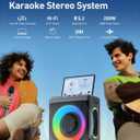 Karaoke Machine with 2 Wireless Rechargeable Microphones: Portable Bluetooth Speaker for Adults & Kids - PA System with Lights Supports TWS/TF Card/USB/AUX for Home Party
