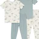 Modern Moments by Gerber Baby Viscose 4-Piece Tight Fitting Pajama Sets (3T, Ivory Sailing)