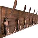 SKOLOO Coat Rack Wall Mounted - 38.6" Long, Wooden, Heavy Duty, Rustic Coat Hooks for Wall, Coat Rack with 10 Triple Hooks for Hanging Clothes, Jacket, Hat(Brown & Retro Red)