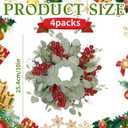 4 Pcs Christmas Artificial Christmas Eucalyptus Wreath 10 Inch Greenery for Front Door Cabinets Indoor Outdoor Wall Decor Christmas Wall Home Kitchen Porch Window Decoration