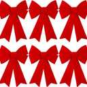 Aneco 6 Pieces Red Christmas Bows Holiday Christmas Wreaths Bows 12 x 9 Inches Xmas Red Velvet Decoration Bow for Xmas Party Decoration