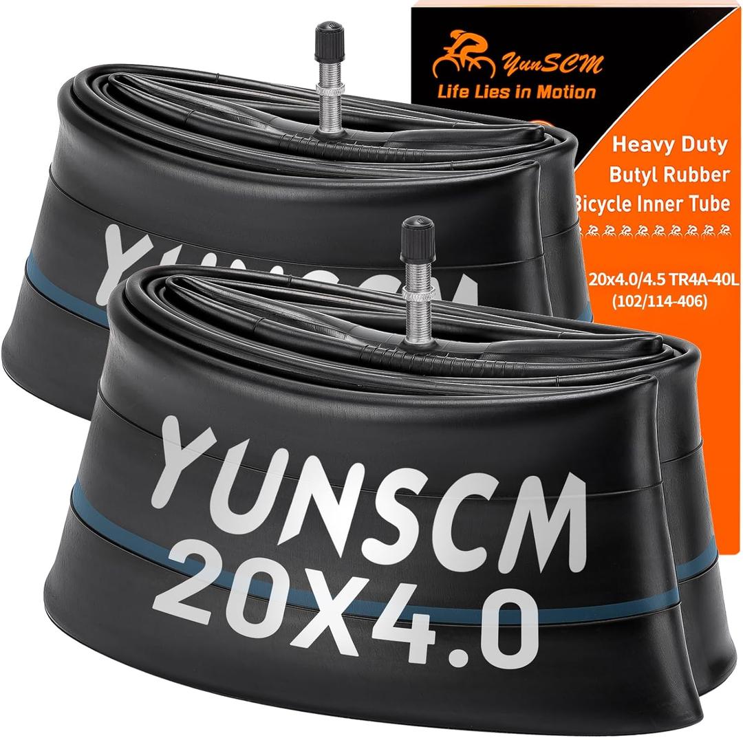 2-PCS 20x4 Heavy Duty Fat E-Bike Tire Tubes 20 x 4.0/ 4.5 TR4A-40L Scharder Valve (102/ 114-406) Inner Tubes Compatible with 20x4.0 20x4 20x4.25 20x4.50 Bike Bicycle Fat Tire Tubes