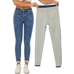 Yehopere Women's Winter Fleece Lined Jeans Slim Fit Warm Skinny High Waist Denim Jean (Large, Light Blue)
