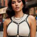 Women Leather Harness, Black Fashion Chest Belt, Punk Goth Nightclub Accessories