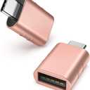 Syntech [2 Pack USB Male to USB3 Female Adapter Compatible with iPhone 16 Pro Max iMac iPad mini/Pro 2023 Pro MacBook Air 2020 and Other Type C Devices, Rose Gold