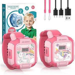 Toys for 3-12 Year Old Girls, Walkie Talkies Handsfree for Kids Rechargeable, Wearable Watch Style, Long Range for Indoor & Outdoor Play, Birthday Gifts for Girls (Pink)