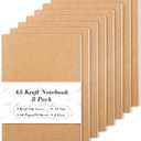 feela 8 Pack A5 Kraft Notebooks, 60 Lined Blank Pages Travel Journal Bulk, Soft Cover Notebooks for Women Girls Students, Making Plans Writing Memos Office School Supplies, 8.3 X 5.5 in