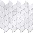 Tilingview 10-Sheet Peel and Stick Backsplash Tile for Kitchen, Self-Adhesive Mosaic Glossy Leaf Stick on Wall Tile with Gaps (Calacatta White)