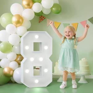 2.3FT Marquee Numbers 8, Light up Numbers Birthday Decorations for Girls Birthday Party Anniversary Backdrop