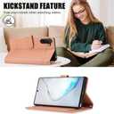 Wallet Case for Samsung Galaxy Note 10 5G with Wrist Strap and Shoulder Strap Card Holder Flip Stylish PU Leather 7+ Card Slots RFID Blocking Phone Cover for Note10 Notes 10s Ten Not S10 Pink