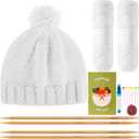 Maasechs Knitting Kits for Beginners Adults Complete Hat Knit Set with Yarn Bamboo Needles Starter Crochet Kit with Full Knitting Crochet Accessories for Women and Men (White)