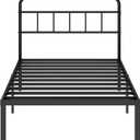 Twin Bed Frame with Classic Headboard,Strong Metal Slats Support,Under Bed Storage Space,No Box Spring Needed,Easy to Assemble,Black