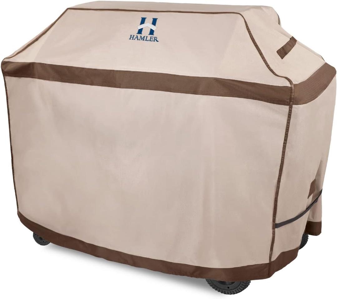 HAMLER Grill Cover 60 Inch, Heavy Duty Waterproof BBQ Covers, Gas Grill Covers Fits Weber Spirit, Weber Genesis, Char-Broil, Nexgrill, Brinkmann, Brown & Beige