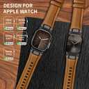 Leather Bands Compatible with Apple Watch Ultra 3/2/1 Band 49mm 46mm 45mm 44mm 42mm Men, Leather Metal Connector Strap for iWatch Ultra Series 11/10/9/8/7/SE/6/5/4/3/2/1, Retro Brown/Black