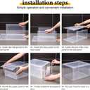 Attelite Shoe Box,Set of 6,Stackable Plastic Clear Shoe Box Organizer with Magnetic Door,Shoe Storage Box Thicken Sturdy,Easy Assembly,Fit up to US Size 12,Black