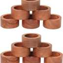 Napkin Rings for Dining Table, Classic Farmhouse Style, Holiday and Party Decor, Table Setting Accessories (Brown, 12.)