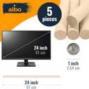 ALBO 1" x 24" Wooden Dowel Rods Set - 5 Pack Birch Natural Heavy Duty Hardwood Craft Sticks Furniture Woodworking Smooth Sanded Finish Railings Supports Decor Crafts Bulk Professional Pack