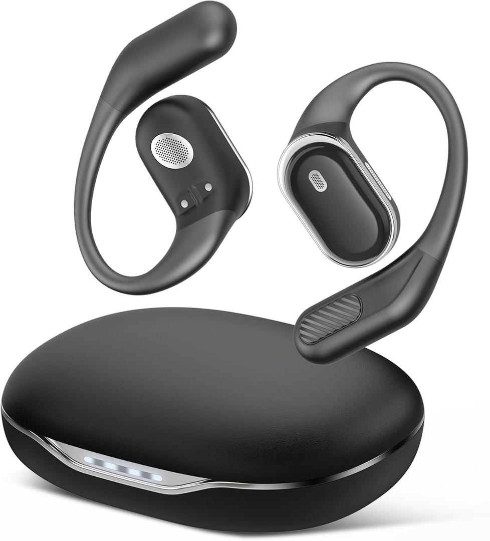 TRAUSI Bluetooth 5.4 True Wireless Headphones with Earhooks, USB Fast Charging, IPX7 Waterproof Earbuds, Noise Cancelling Hi-Fi Stereo Earphones for Running, Gym, Travel