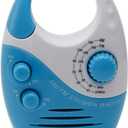 Shower Radio, 3V 0.5W Adjustable Volume Shower AM FM Button Speaker Portable Waterproof Speaker Bathroom Shower Speakers Wireless Radio with Top Handle (White and Blue)