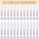 ArtCreativity Make Your Own Medals Kit, Set of 24 Custom Medals, DIY Award Medals for Kids with Patriotic Ribbons, Fun Craft Activity Kit for Parties, School and Home, Party Favors Medals