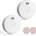 Jemay Smoke Detector with Battery Backup,Smoke Detectorwith Self-Check Function, 2 Packs