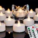 merrynights Remote Candles, 24PCS Flameless Tea Lights Candle Battery Operated with Timer, 400+Hours Remote Control LED Tea Lights Votive Candle - 1.5'' D X 1.25'' H- Warm White Light