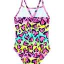 Tziharora Girls Swimsuit 5-6Y Rainbow Heart Bathing Suit One Piece