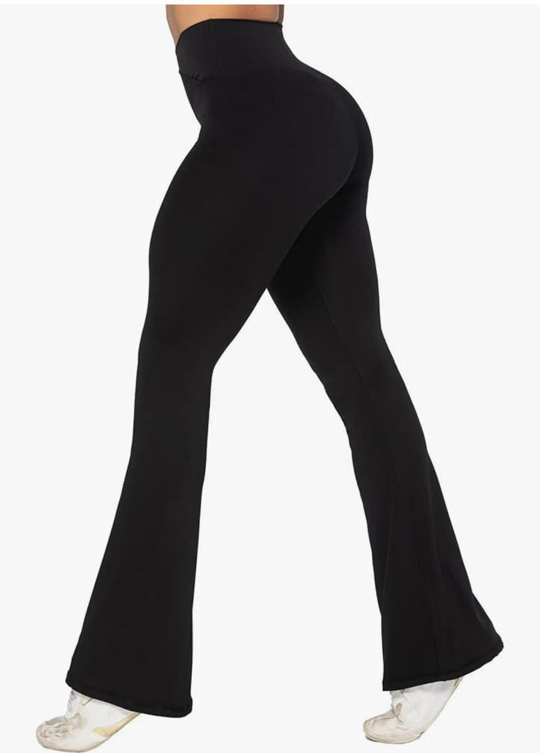 Sunzel Womens Flare Leggings No Front Seam Flare Yoga Pants with Tummy Control Crossover High Waist and Wide Leg M