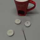 Honeydak Chocolate Fondue Mug with Fork and Candle Sweet Ceramic Personal Chocolate Melting Cup Chocolate Fondue Mug Ideal Gifts for Birthday Date Night Birthday Wedding Gifts(Red)