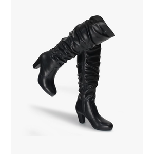 Hawkwell Women's Black White Fall Winter Chunky High-heel Side Zip Knee High Boots Size 6 1/2 Hawkwell Women's Black White Fall Winter Chunky High-heel Side Zip Knee High Boots Size 6 1/2